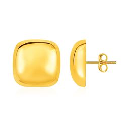 Rounded Square Post Earrings in 14K Yellow Gold