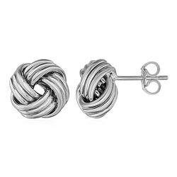 Love Knot Post Earrings in 14K White Gold