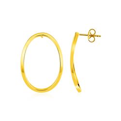 Curved Open Oval Post Earrings in 14K Yellow Gold