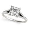 Image 1 : 14K White Gold Princess Cut Split Shank Diamond Engagement Ring (1 1/8 ct. tw.)