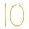 Image 1 : 14K Yellow Gold Textured Large Oval Hoop Earrings