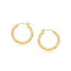 Image 1 : 14K Yellow Gold 25mm Diameter Hoop Earring with Diamond-Cut Finish