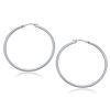 Image 1 : 14K White Gold Polished Hoop Earrings (40 mm)