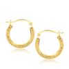 Image 1 : 10K Yellow Gold Fancy Hoop Earrings