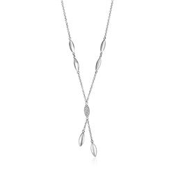 14K White Gold and Diamond 17 inch Puff Marquise Drop Necklace (1/10 ct. tw.)