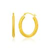 Image 1 : 14K Yellow Gold Oval Line Texture Hoop Earrings