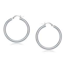 14K White Gold Polished Hoop Earrings (40 mm)