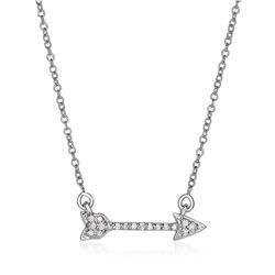 14K White Gold 18 inch Necklace with Gold and Diamond Arrow (1/10 ct. tw.)