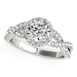 14K White Gold Round Entwined Split Shank Diamond Engagement Ring (1 1/2 ct. tw.)