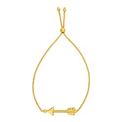 Adjustable Bracelet with Shiny Arrow in 14K Yellow Gold