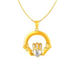 Claddagh Pendant in 14K Two Tone Gold
