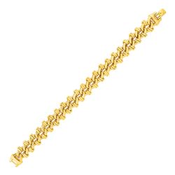 Oval Link Bracelet with Link Details in 14K Yellow Gold
