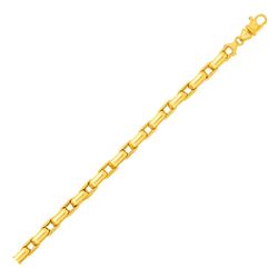Mens Polished Rectangular Link Bracelet in 14K Yellow Gold