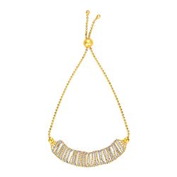 Textured Bar Motif Adjustable Bracelet in 14K Yellow and White Gold