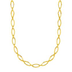 Polished Oval Marquise Link Necklace in 14K Yellow Gold