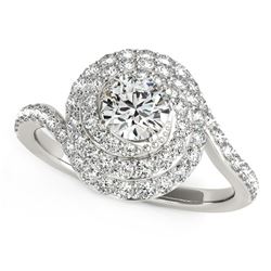 14K White Gold Round Diamond Spiral Design Engagement Ring (1 1/8 ct. tw.)