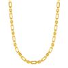 Image 1 : Rounded Rectangular Link Necklace with Textured Round Links in 14K Yellow Gold