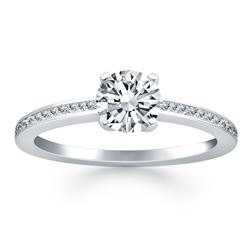 14K White Gold Classic Pave Diamond Band Engagement Ring. Size: 9