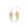 Image 1 : Two-Tone Wing Drop Earrings in 10K Gold