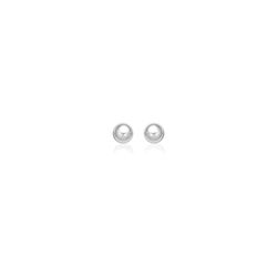 14K White Gold Classic Round Stud Earrings (5.0 mm)
