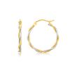 Image 1 : 14K Two Tone Gold Twisted Hoop Earrings (1 inch Diameter)