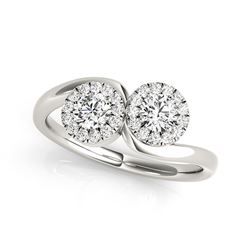 14K White Gold Halo Set Round Two Stone Diamond Ring (3/8 ct. tw.)