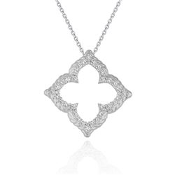 14K White Gold Diamond Cut-out Flower Pendant (1/3 ct. tw.)