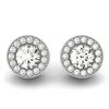 Image 1 : 14K White Gold Round Diamond Halo Milgrain Border Earrings (3/4 ct. tw.)