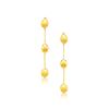 Image 1 : 14K Yellow Gold Textured and Shiny Pebble Dangling Earrings