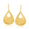 Image 1 : 14K Yellow Gold Lace Style Open Teardrop Dangling Earrings