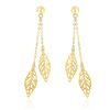Image 1 : 14K Yellow Gold Filigree Leaf Double Strand Dangling Earrings