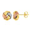 Image 1 : Love Knot Post Earrings in 14K Tri Color Gold