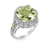 Image 1 : 18K Yellow Gold and Sterling Silver Cushion Green Amethyst Ring (.09 ct. tw.)