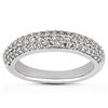 Image 1 : 14K White Gold Triple Multi-Row Micro- Pave Diamond Wedding Ring Band