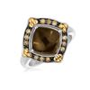 Image 1 : 18K Yellow Gold and Sterling Silver Smokey Quartz and Coffee Diamonds Ring