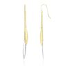 Image 1 : 14K Two-Tone Gold Double Strand Chain Diamond Cut Marquis Drop Earrings
