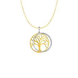 Two Layer Tree Pendant in 14K Two Tone Gold