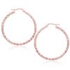 Image 1 : Large Textured Hoop Earrings in 10K Rose Gold