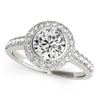 Image 1 : 14K White Gold Pave Style Diamond Round Engagement Ring with Side Stones (1 3/8 ct. tw.)