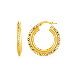 Rope Texture Hoop Earrings in 14K Yellow Gold