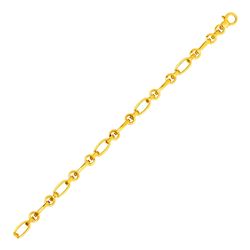 Bracelet with Alternating Round and Oval Links in 14K Yellow Gold
