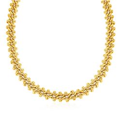 Oval Link Necklace with Link Details in 14K Yellow Gold