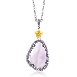 18K Yellow Gold & Sterling Silver Amethyst Pendant