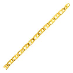 Mens Polished Twisted Oval Bracelet in 14K Yellow Gold