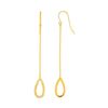 Image 1 : Textured Pear Shaped Long Drop Earrings in 14K Yellow Gold