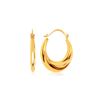 Image 1 : 14K Yellow Gold Graduated Oval Hoop Earrings