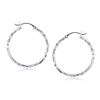 Image 1 : 14K White Gold Diamond Cut Hoop Earrings