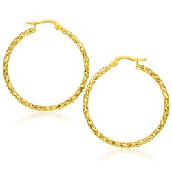 Large Textured Hoop Earrings in 10K Yellow Gold