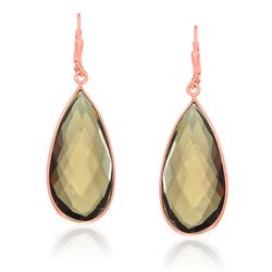 Sterling Silver Rose Gold Plated Teardrop Smokey Quartz Earrings