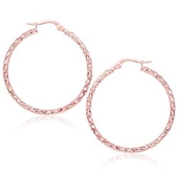 Large Textured Hoop Earrings in 10K Rose Gold